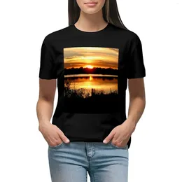 Kvinnors polos lugn solnedgång över sjön Hiawatha T-shirt vintage kläder plus storlek toppar överdimensionerade kvinnliga t-shirts