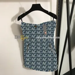 女性デニムドレスサマーストラップレスドレスデザイナーレタープリントドレスカジュアルスタイルのジャンドレス