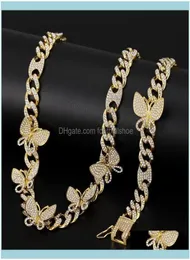 Kolye kolyeler mücevherler kelebek kolye zinciri buzlu Küba bağlantısı bayanlar gül altın chocker hip hop takı mücevherleri1448626