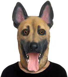Party Masks Animal Facial Mask German Shepherd Dog Latex Head Full Face Fancy Dress Role Play Costume Props Halloween Carnival Makeup Q240508