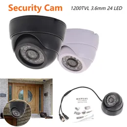 CCTV Dome Camera 24IR LEDS Indoor noce widzenie 1/3 cmos kolor 1200TVL Kamera Dome 24IR wbudowany Monitor aparatu o mocy 3,6 mm 240506
