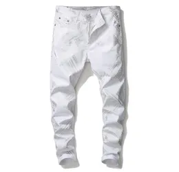 Najnowsze męskie 3D Digital Drukowane białe dżinsy projektant mody Prosty noga Slim Fit Denim Spodnie Hip Hop tanie spodnie duże rozmiar 56399407503