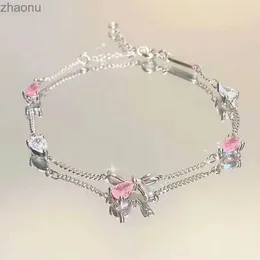 Kedja Elegant kvinnors kristallblomma Y2K Sweet Girl Moon Sakura Bow Zircon Deluxe Designer Jewelry Gift XW
