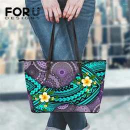 Shoulder Bags FORUDESIGNS Women's Bohemian Polynesian Ethnic Plumeria Design Pu Handbags Ladies Large Capacity Casual Sac Totes