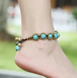 Anklets European And American Bohemian Jewelry Semiprecious Stone Braided Thai Wax Rope Handwoven Characteristic Anklet JL0204328518