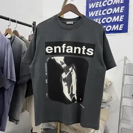 2024 Enfants Riches Deprimes Designer Men T Shirt Print Mens Tee and Short Womens Loose Silk Shirt Tees Men Tshirt Grey