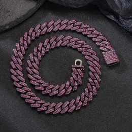 Chains Purple Color Iced Out Cuban Link chain for Teen Men and Women 13MM Hip hop Classic Necklace Nightclub Rock Party Accessory d240509