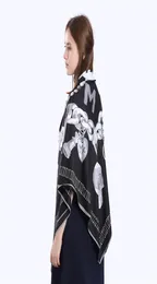 FashionNew Twill Silk Silk Women Skull Key Printing Square Scarves Wrap Wrap Femd Large Hijab Shawl Neckerchief 130130CM3644377
