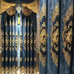 High Quality Luxury European-style Velvet Cord Embroidered Curtains for Bedroom and Living Room Blackout Curtain Deluxe Chenille 240508