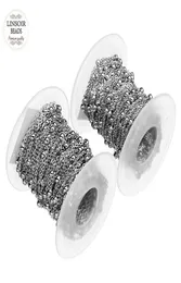 10 Yardsroll 15 mm 2 mm Rhodiumton Edelstahl Bordsteinkugel Perlen -Satellitenkette O Ring -Schüttgutketten für Schmuck Making9832999
