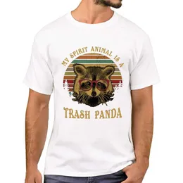 Men's T-Shirts THUB Funny My Spirit Animal is a Trash Panda Men T-Shirt Live Fast Eat Trash Printed T Shirts Short Slve Tshirts Cool T Y240509