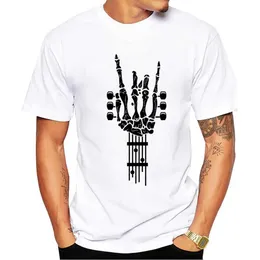 T-shirt maschile thub vintage rock roll ts Men t-shirts Skeleton chitar guitar stampato corto slve Hallown Music Tops Y240509
