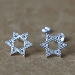 925 Sterling Silber David Star Stud Ohrringe Knoten Sterne Tiny Pendientes für Frauen Mädchen Homme Bijoux Einfacher Piercing Body Jewelry 240506