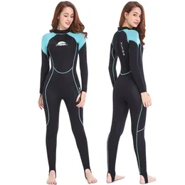 Kvinnor 2mm kloropren gummi våt kostym full kropp dykning surfing duk kallt vatten tillbaka blixtlås 240506