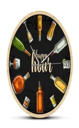 Happy Hour Wine Time Wine O039Clock Booze Wall Clock Man Cave Pub Bar Wall Decor Restaurant Wine Drinker Alcohol Gifts Winery A1191485