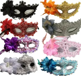 Blomma Halloween Mask Sexig maskeradmasker Venetian Dance Party Bar Princess Venice Mask Fation Rose Party Elegant Mask Supplies9607666