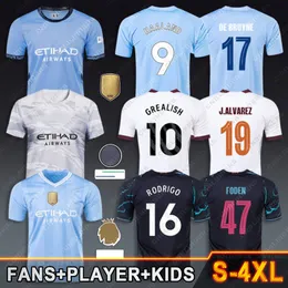 Camiseta Haaland Julian Alvarez Foden Футбольная майка 2023 Детская футбольная форма De Bruyne MANS CITIES Dragon Doku Rodri Grealish Кайл Уокер Бернардо Силва Рубашка