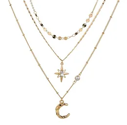 Naszyjniki wiszące biżuterię świąteczną Insatile Tianmang Star Moon Naszyjnik Trendy wielowarstwowy nakarta Kobieta 6258908