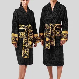 Robo de algodão puro Absorvente Material de toalhas Casais AllSason Universal Bathrobe pijama estilo longo estilo secagem de inverno preto