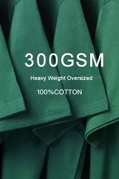 DIY Anpassad din 300 GSM HGN-end kvalitet överdimensionerad tung vikt 100% bomullst-shirt för män kort ärm tee fast färg 240428