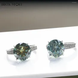 Pierścienie klastra luksus 5ct moissanite zaręczyny Wedding 925 Sterling Silver D Color VVS1 Green Diamond Ring Biżuter