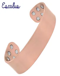 Escalus terapia magnética Bracelete de cobre duplo 3500 ímãs gauss 19mm largura Pesada Bagão de cobre puro para alívio da dor da artrite Q6535259
