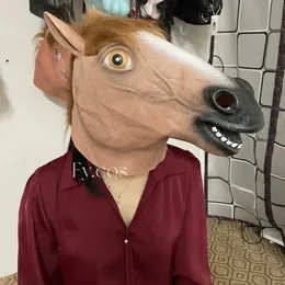 أقنعة الحفلات رأس الحصان رأس الوجه رقيقة غوريلا كات الحيوانات اللاتكس مضحك الأزياء هالوين كرنفال لعب Q240508