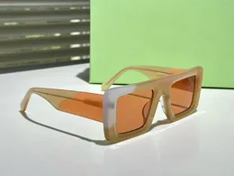 Płaskie prostokąta okulary przeciwsłoneczne Beige Orange Men Designer okulary przeciwsłoneczne okulary letnie odcienie Sunnies Lunettes de Soleil Uv400 okulary