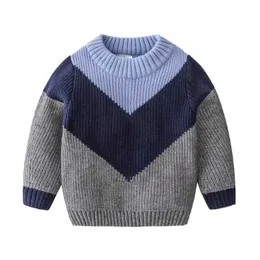 Conjuntos 2023 Inverno novo 3 4 5 6 7 8 9 10 12 anos Crianças tricotaram tops de coloração de coloração de colorido suéter de pulôver para crianças meninos q240508