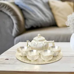 Кружки 6pcs Zinc сплав сплав в ручной работы Vintage Modern Teape Tea Cups, установленные для взрослых годовщины, подарки на день рождения