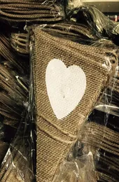 Винтажная ткань Гессюн Бантинская деревенская мешковая мешковина Бетная свадебная вечеринка Декор дня рождения белый любовь Сердце S12823876