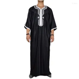 Ethnic Clothing Men Robe W/ Mid-Length Sleeve Traditional Muslim Eid Middle East Arab Jubba Thobe Dress For Four Seasons Drop Delivery Dhbrq