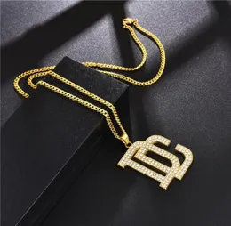 Fashion Men Hip Hop Letter DC Big Pendant Necklace Jewelry Full Rhinestone Design 18k Gold Plated Chain Punk Necklaces For Mens Gi5745106