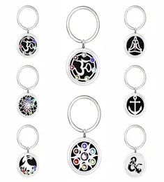 U27 Key Ring Parfüm Aromatherapie ätherisches Öl Diffusor Locket Schlüsselkette Legierung 30mm Hohlschachtel -Schlüssel Ring mit 5pads zufällig2564354