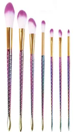 Hela 7st Purple Makeup Brushes Set Honeycomb Rainbow Handle Cosmetic Foundation Eyeshadow Brush Beauty Tools Kit6456285