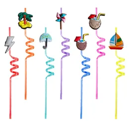 Disposable Plastic Sts Summer Theme Themed Crazy Cartoon St With Decoration For Kids Supplies Birthday Party Favors Drinking Decorat Otu1F