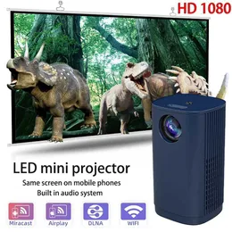 Projectors T1 Mini Convenient Projector WiFi Smart TV Box Sync 4K Android Wireless Network LED Video HD 1080 Inbyggd Audio Home Theater J240509