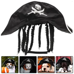 Dog Apparel Delicate Pirate Design Hat Pet Decoration Costume For Halloween Party Black