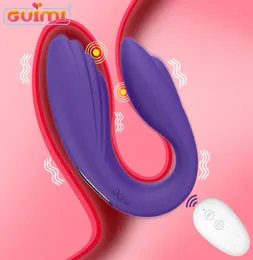 Guimi kablosuz ushapped vibratör seks oyuncak güçlü çiftler için vibe 10 hızlı gspot çift vibratör klitoris stimülatörü y2008392533