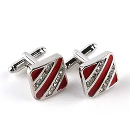 Cuff Links Nuovi gemelli semplici a due tono quadrati per maschi rossi/nera smalti di lusso di lusso pulsante classico gemelli per camicia classica Q240508