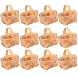 Lagringsflaskor 12 st vävda korgdekorationer hemprydnader picknick trä chip hantverk barn ägg mini