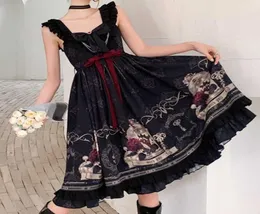 Wiktoriańska vintage Lolita Dress Nightingale i Rose Black Gothic Dark Princess Party Srabia Sukienki bez rękawów 2106025959034
