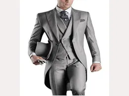 2017 Groom Slim Fit Men Suit Hailcoats Светло -серый выпускной жених Mens Suits Свадебное смокинг