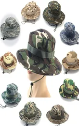Camuflagem Chapéu de balde Proteção ao ar livre Montanhista Capfet Sun Hat Summer Summer respirável largura chapéus com aperto na corda9945458
