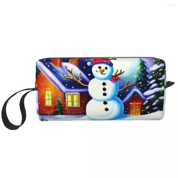 Aufbewahrungstaschen Custom Christmas Snowman Toilieldtasche für Frauen Jahr Gnome Kosmetische Make -up Organizer Lady Beauty Dopp Kit Hülle