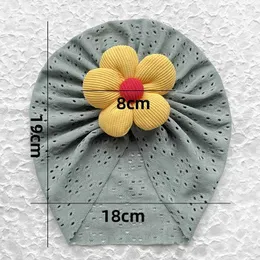 GSVY Caps Hats Cute flower baby hat elastic newborn Indian hollow and breathable turbo d240509