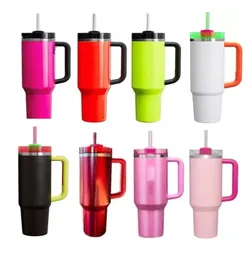 US STOCK Neon White Limited Edition Mugs H2.0 Winter Pink Cosmo Co-Branded Flamingo Gift 40oz Target Red Cups Car Tumblers Water Bottles