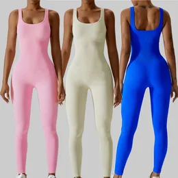 Lu Yoga Bodysuit Wyrównaj kombinezon Ization Joga Joga żebrowana jednoczęściowa kostka bodysuit gym rompers bez rękawów Jumps