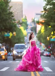 Новое стиль Ball Gown Girls Pageant Dress Fuchsia Little Baby Camo Flower Girl Dless с бусинками детская вечеринка на день рождения причастие DRE5740130