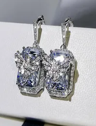 Fine S925 Sterling Silver Color Diamond Drop Earraring for Women Silver 925 Gioielli Bizuteria Garnet Garnet Oreging Box6358381